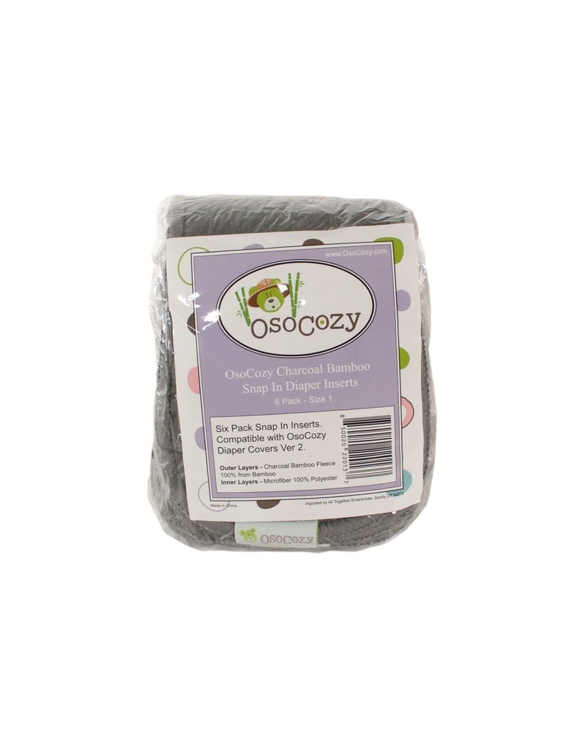 OsoCozy OsoCozy Charcoal Bamboo Snap in Diaper Inserts - 6 pack