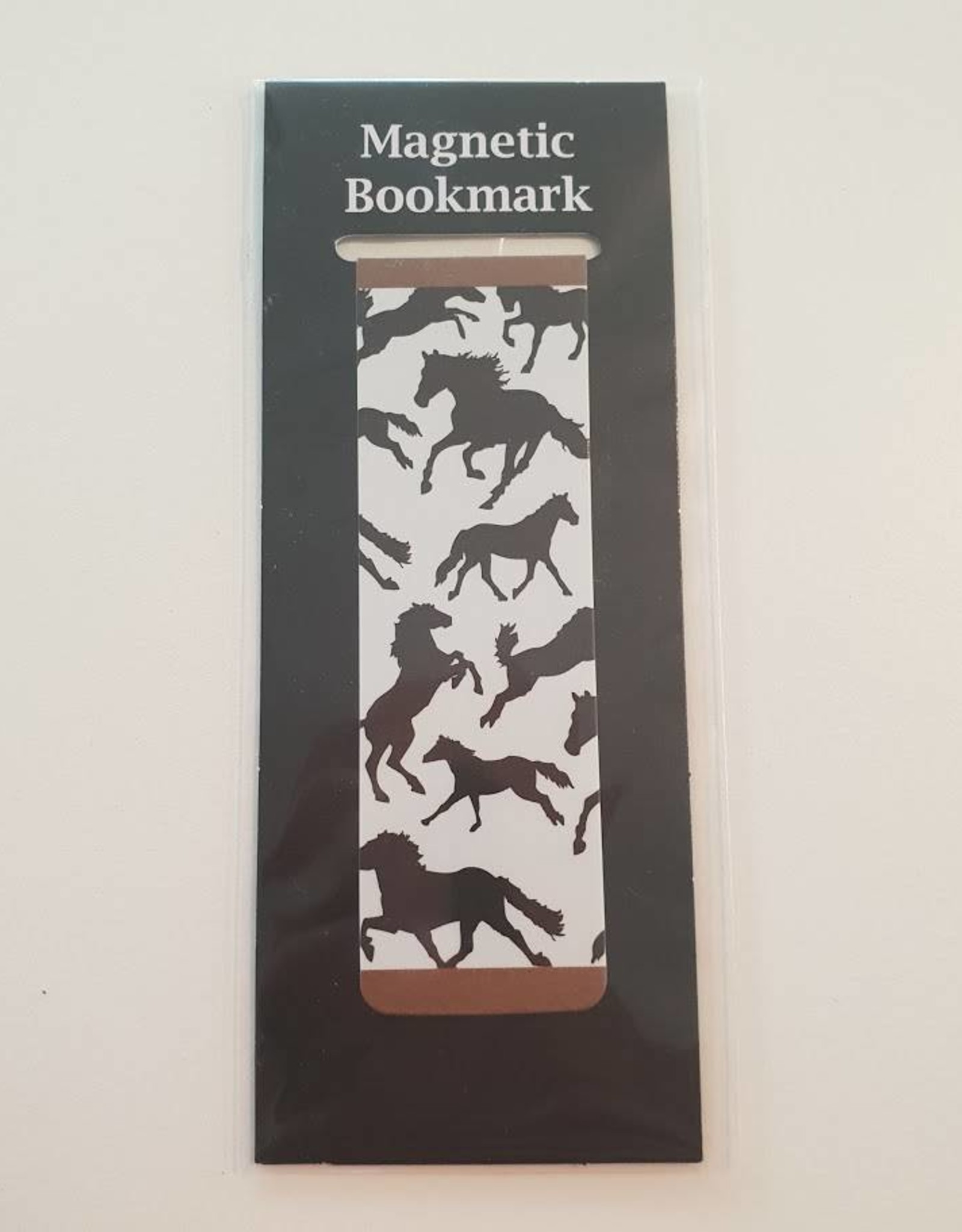 Magnetic Bookmark White with Black Horses