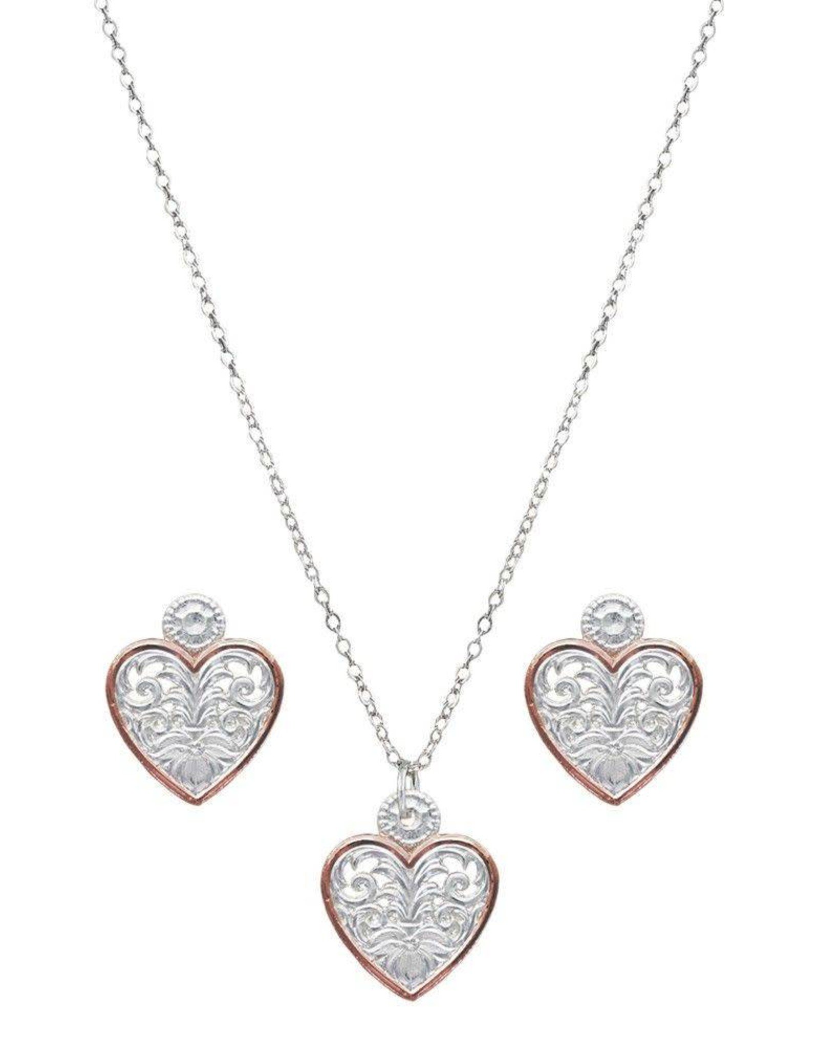 Montana Silversmiths Western Lace Copper Trimmed Classic Heart Jewellery Set