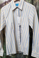 Windsor Apparel Long Sleeve Show Shirt - Blue/White/Gold Striped  - Size 12