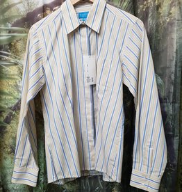 Windsor Apparel Long Sleeve Show Shirt - Blue/White/Gold Striped - Size 16