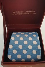 Windsor Apparel Tie Ladies Polka Dot - Lagoon and Silver