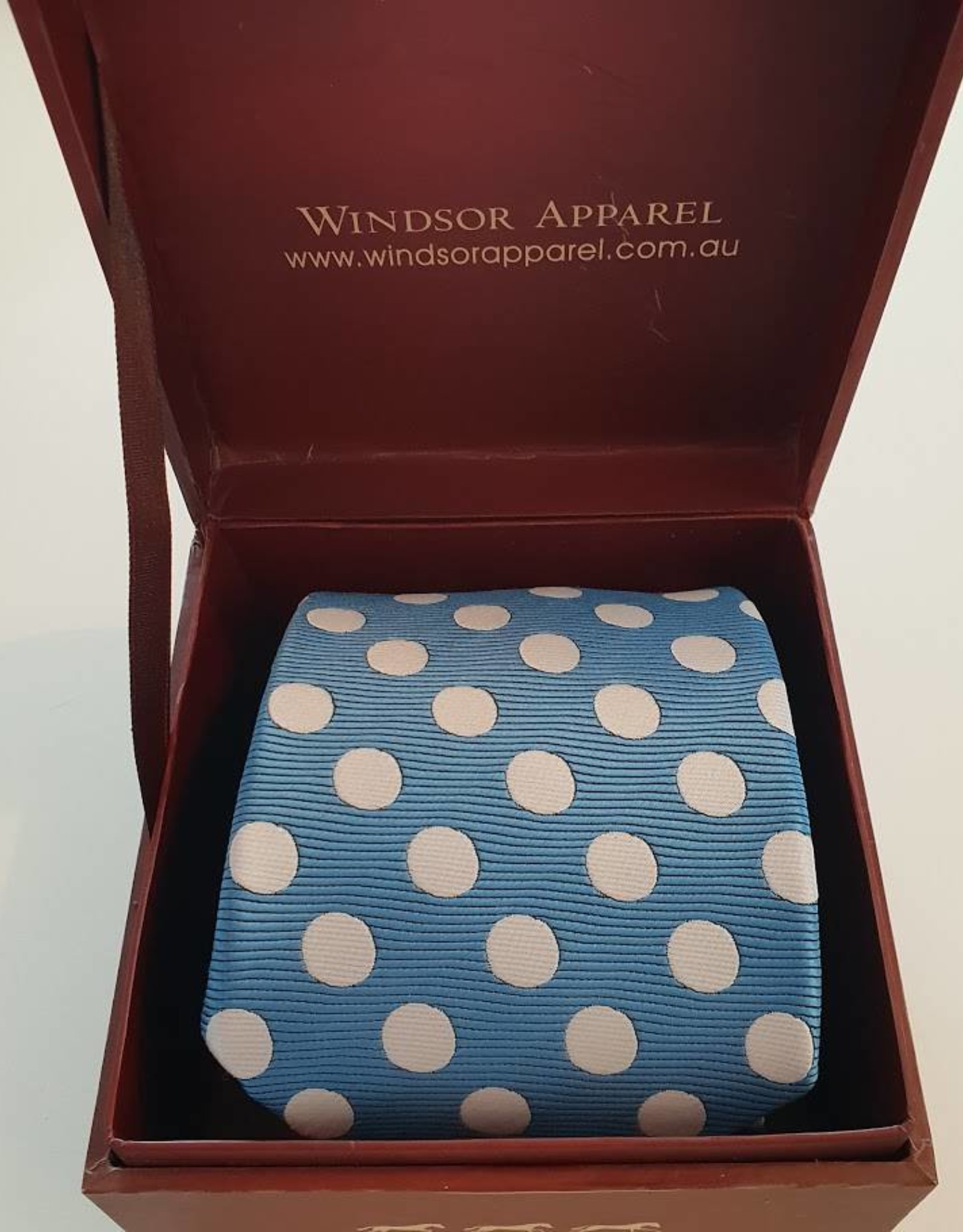 Windsor Apparel Tie Ladies Polka Dot - Lagoon and Silver