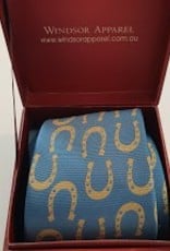 Windsor Apparel Tie Ladies - Lagoon and Gold Horse Shoes