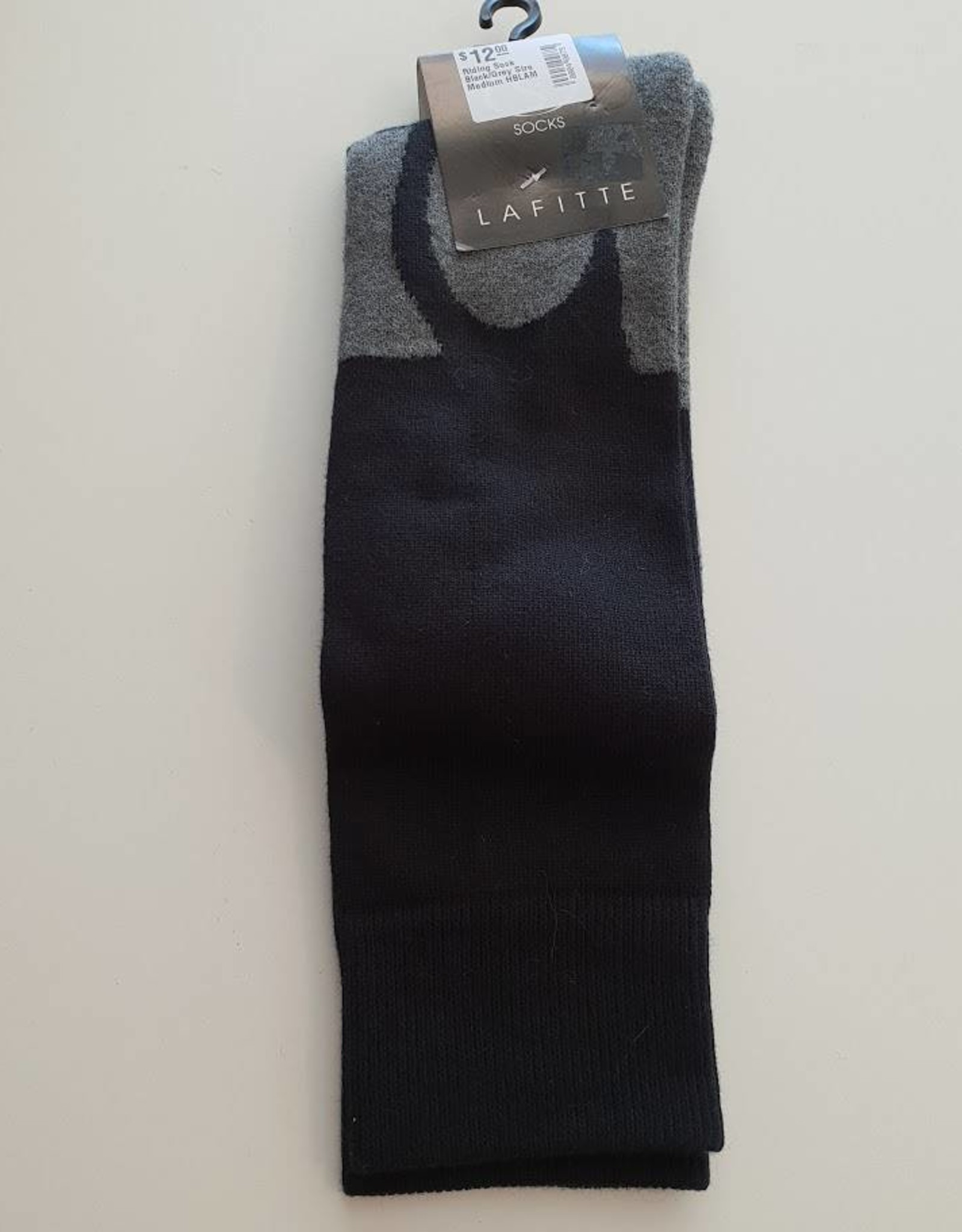 Lafitte Riding Sock - Black/Grey - Size 6-11 Medium