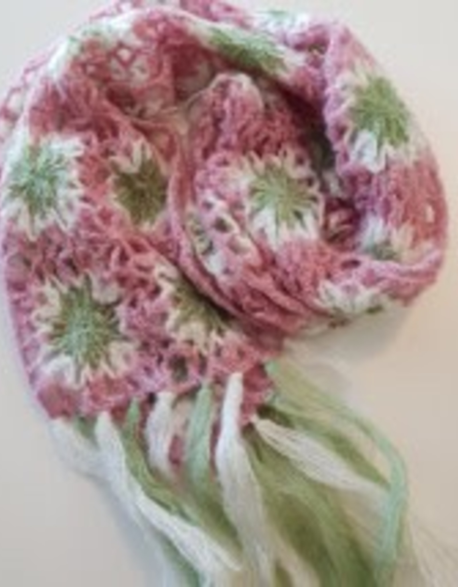 Scarf Pink & Green Flower Squares