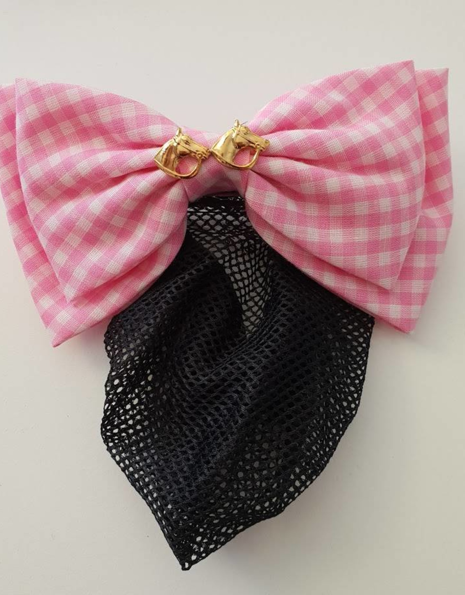 Show Bow  -Pink/White with 2 Horse Heads