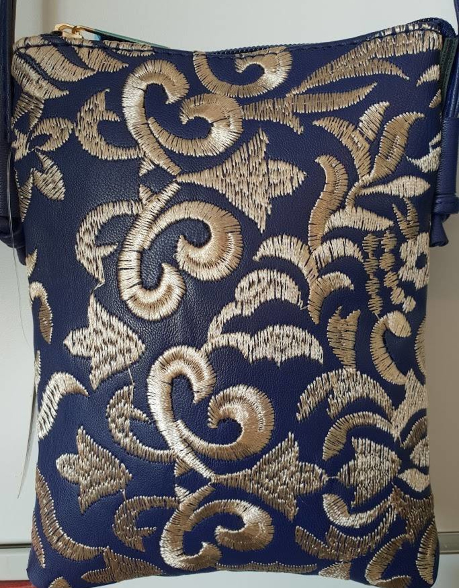 Shoulder Bag Navy Blue and Gold