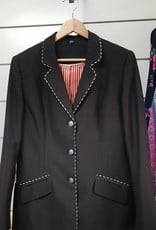 Gidyup Girl Karen Dressage Jacket - Black with Black/White Piping - XL