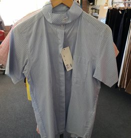 Windsor Short Sleeve Ratcatcher Shirt - Blue/White Striped - Size 12