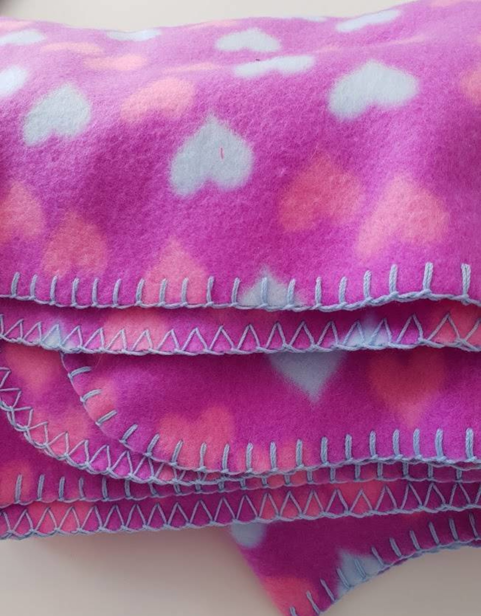 Bambino Travel Blanket Pink/Blue Hearts on Purple background
