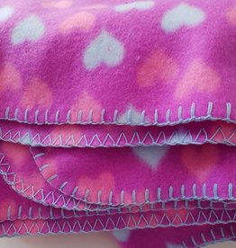 Bambino Travel Blanket Pink/Blue Hearts on Purple background