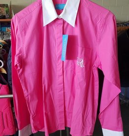 Windsor Ladies Parade Long Sleeve Shirt - Pink with White Contrasting Collar and Cuff - Size 14