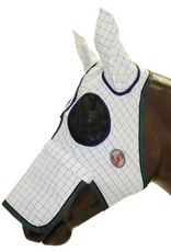 Kool Master Fly Mask With Ears - White with Green Check - Pony