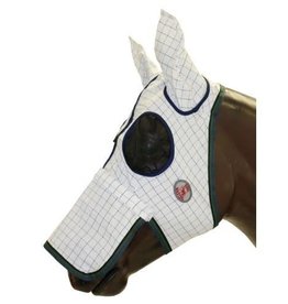 Kool Master Fly Mask With Ears - White with Green Check - Pony