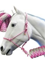 Fort Worth Rope Halter with 10' Lead - Pink/Grey