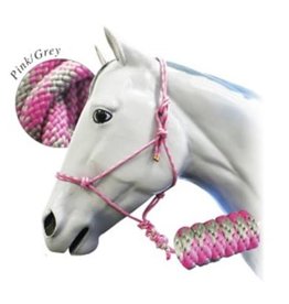 Fort Worth Rope Halter with 10' Lead - Pink/Grey