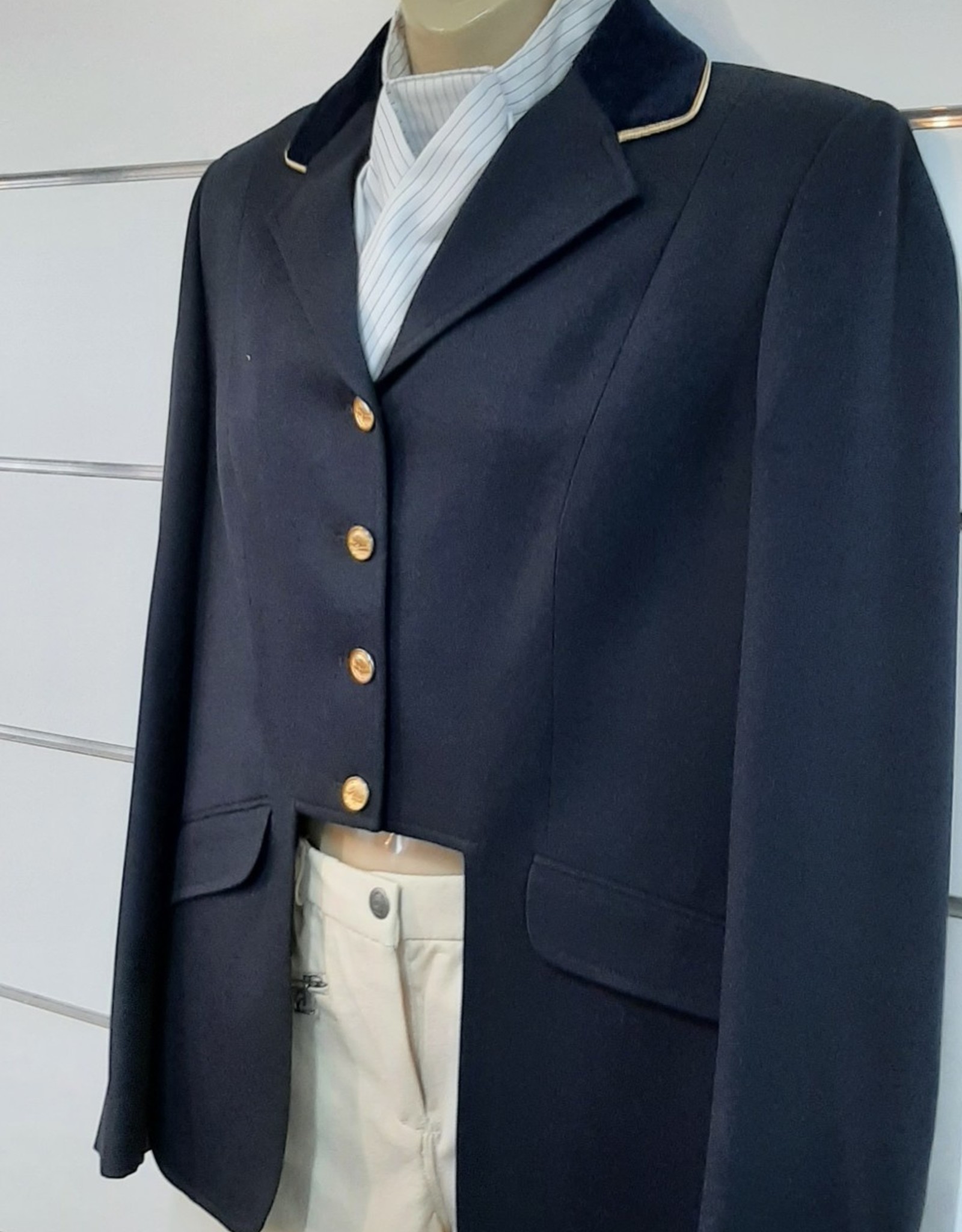 Windsor Apparel Ladies Cutaway Jacket - Navy with Gold Piping  - Size 16
