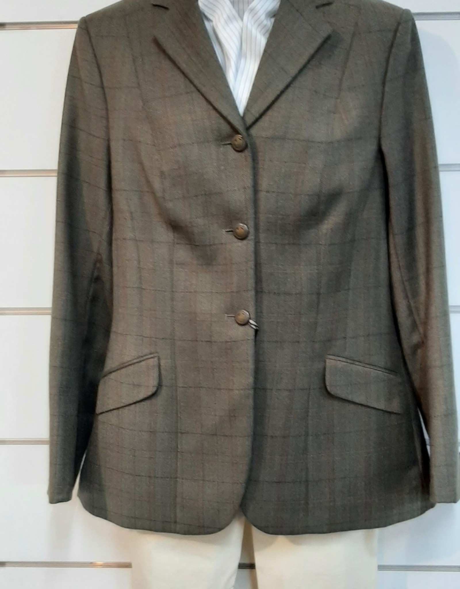 Windsor Tweed Jacket - Olive Plaid - Size 14