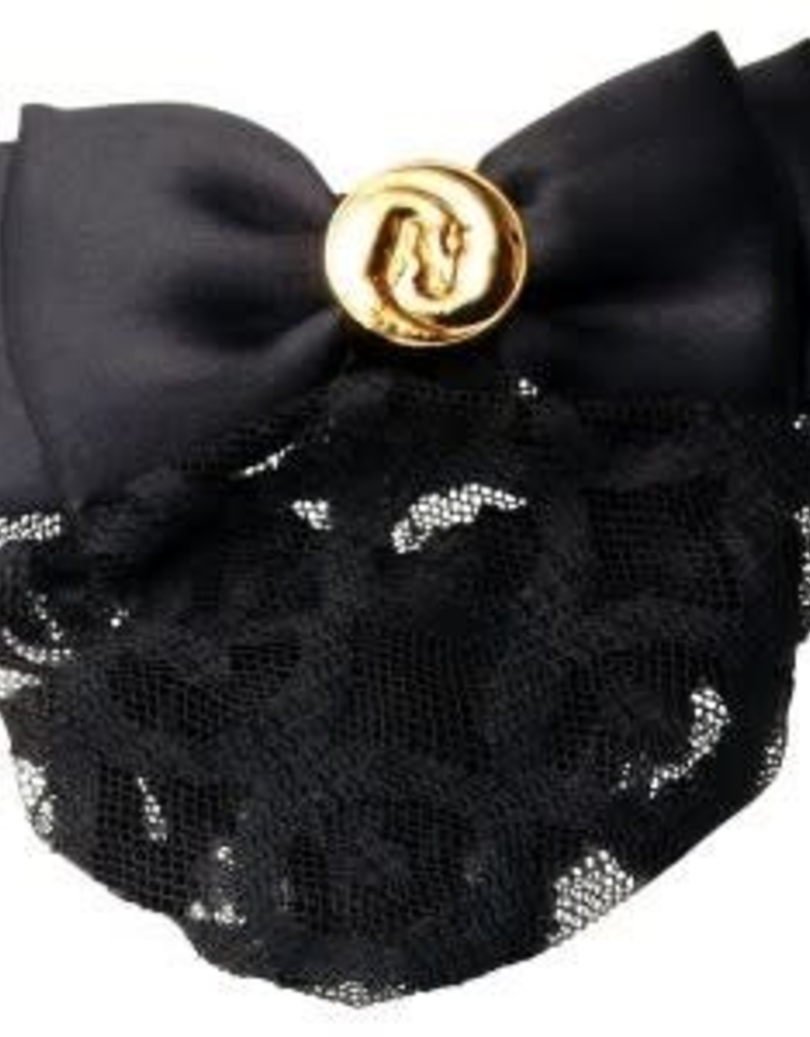 Hawthorne Show Bow - Black Satin with Gold Horseheads