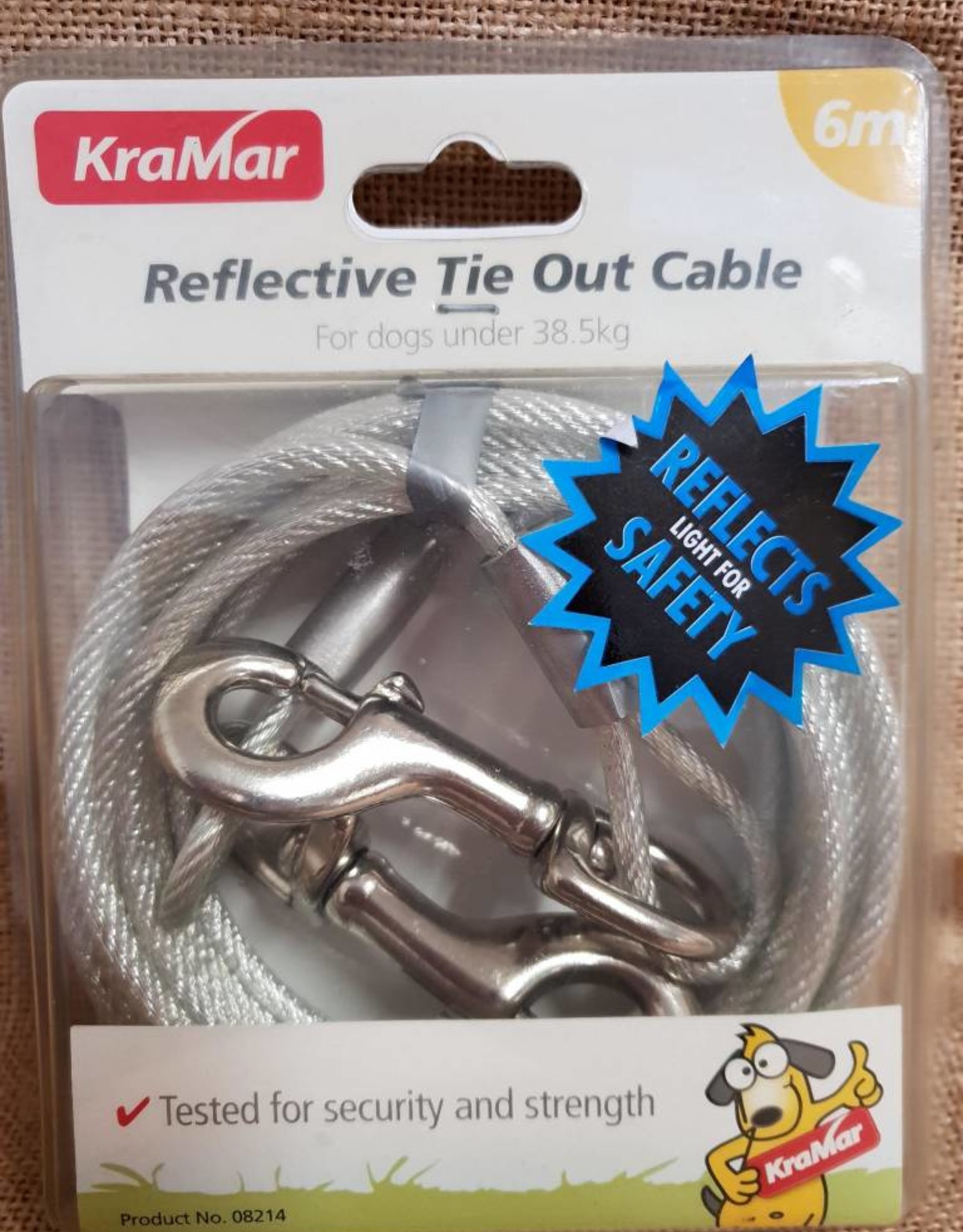 Kra-Mar Reflective Tie out Cable 6m for Dogs under 38.5kg