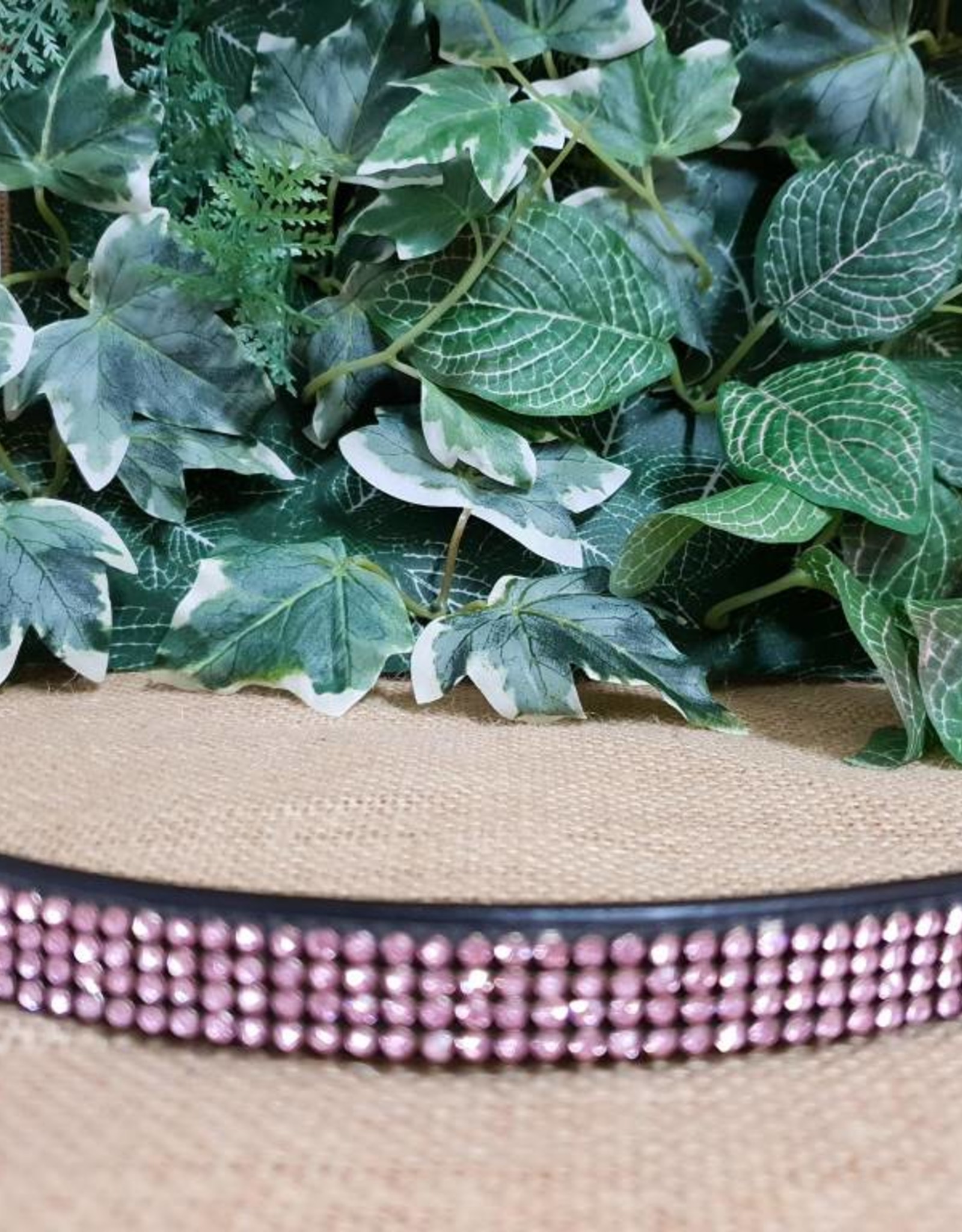 Browband - Black with Pink Crystals - Cob