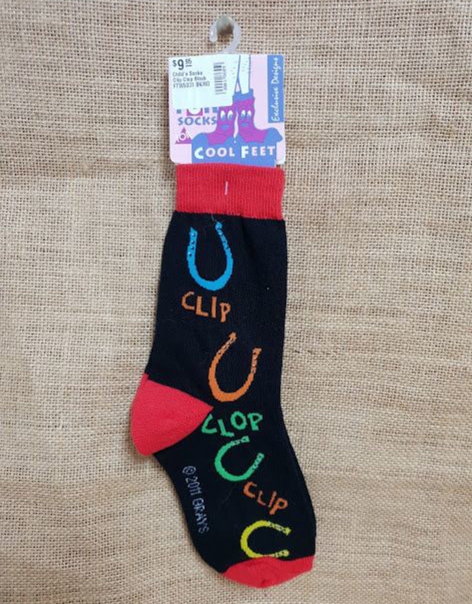 Cool Feet Socks Child's Clip Clop - Black - BK/RD