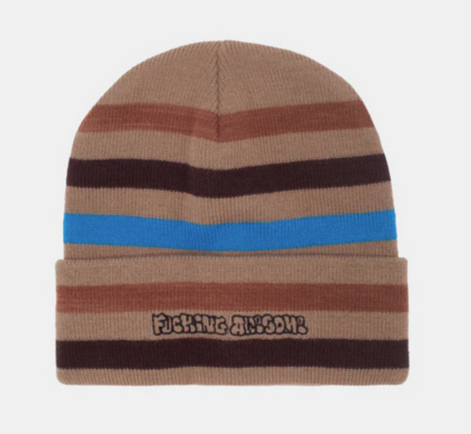 FUCKING AWESOME FUCKING AWESOME WANTO STRIPED CUFF BEANIE BROWN