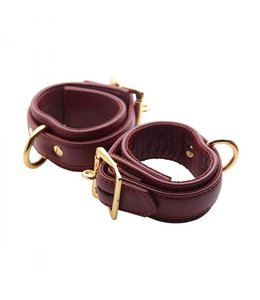 Strict Leather Luxury Burgundy Locking Wrist Cuffs
