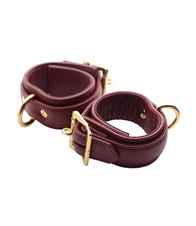 Strict Leather Luxury Burgundy Locking Wrist Cuffs
