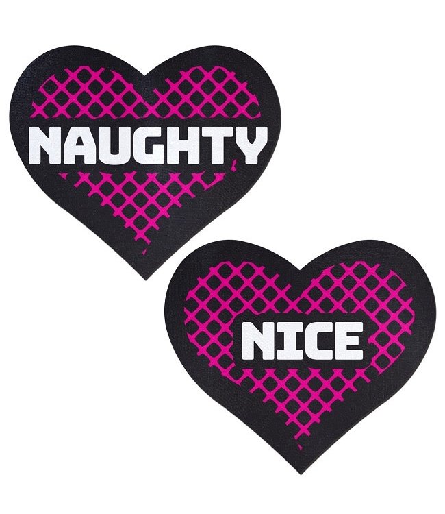 Pastease Pastease Black and Pink 'NAUGHTY' and 'NICE' Heart Pasties