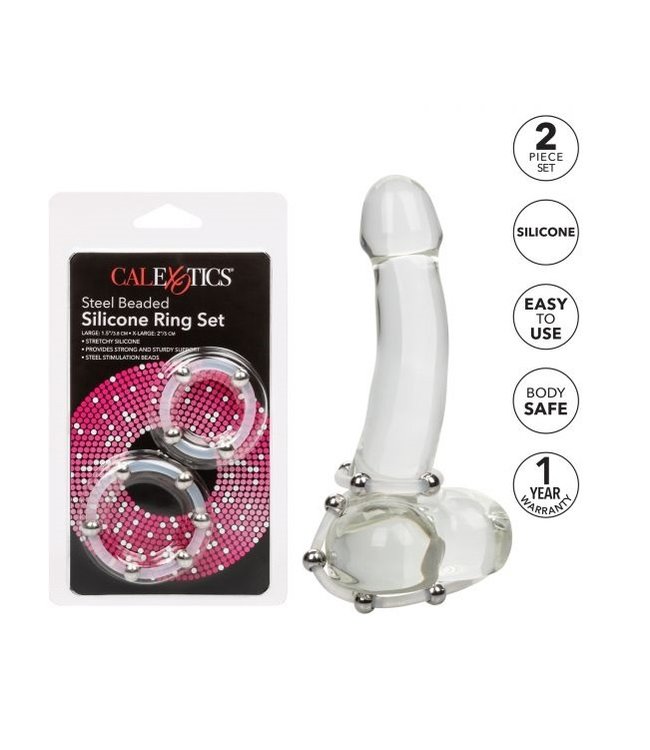 CalExotics Steel Beaded Silicone Ring Set