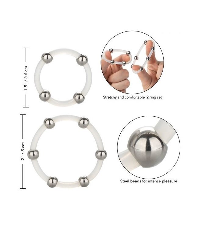 CalExotics Steel Beaded Silicone Ring Set