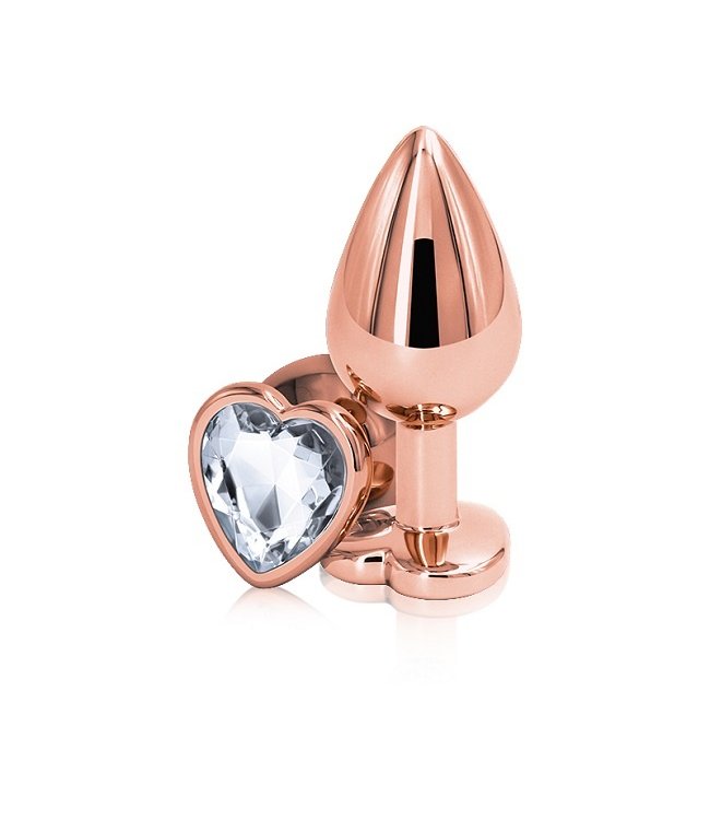 NS Novelties Rear Assets - Rose Gold Heart - Medium - Clear