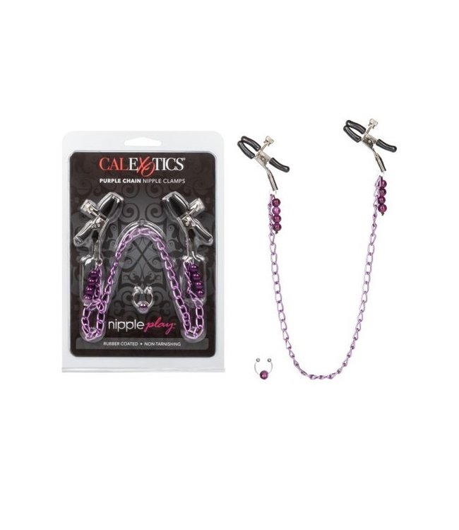 CalExotics Nipple Play Purple Chain Nipple Clamps