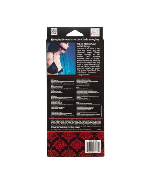 CalExotics Scandal Open Mouth Gag with Clamps