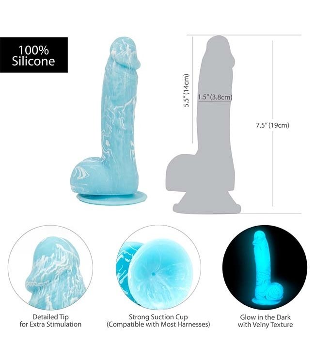 Addiction - Luke 7.5" Glow-in-the-Dark Silicone Dildo