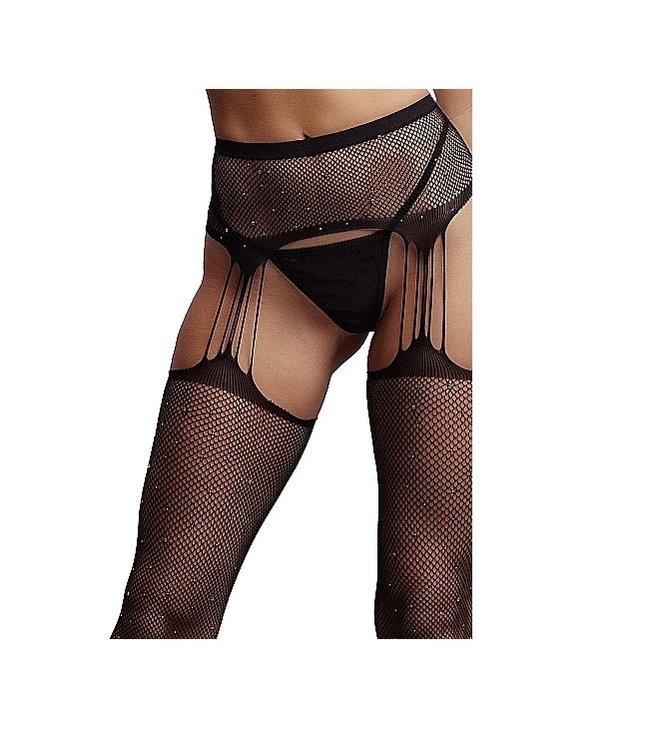 LE DÉSIR by Shots America Le Desir Suspender Rhinestone Pantyhose