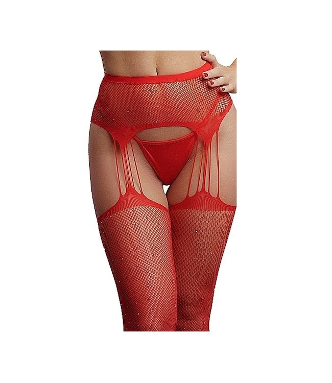 LE DÉSIR by Shots America Le Desir Suspender Rhinestone Pantyhose