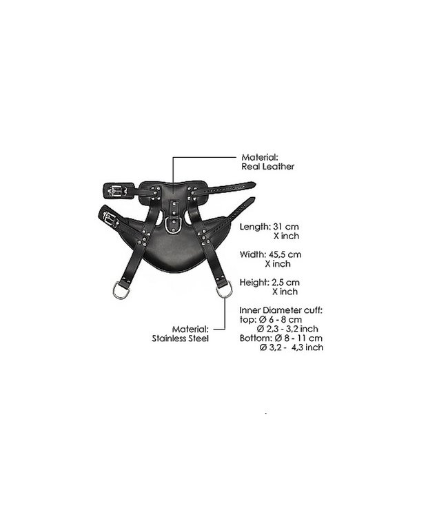 Shots America Pain Suspension Cuffs Saddle Leather Heavy Duty - Black