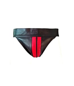 Rouge Black with Red Stripe Leather Zip Jocks