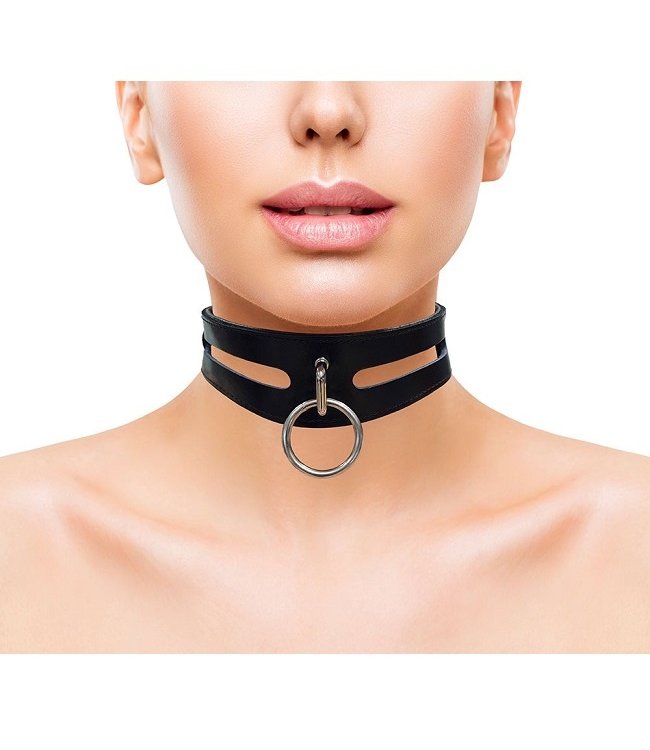 Rouge Leather Slotted Bondage Collar