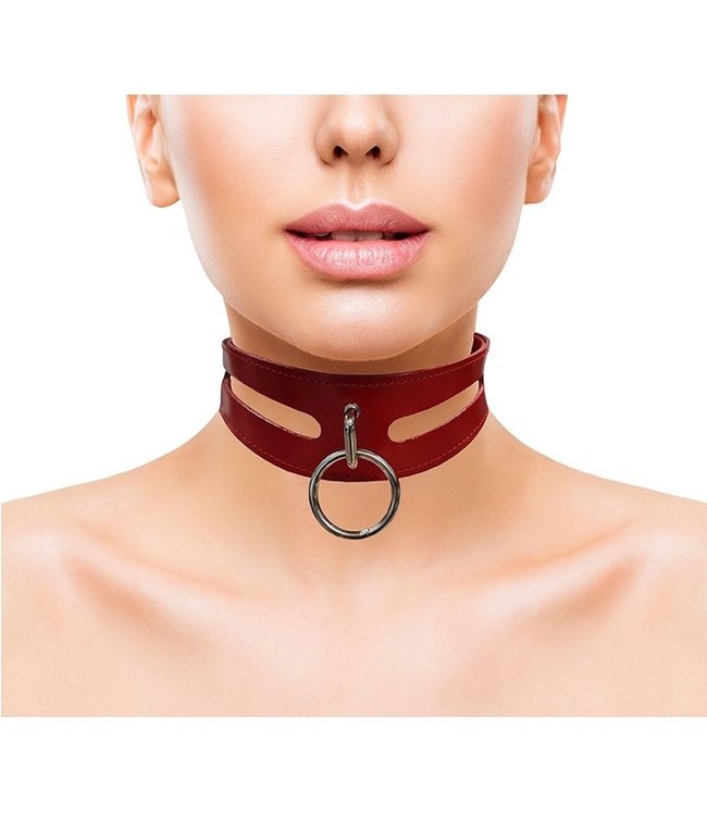 Rouge Leather Slotted Bondage Collar