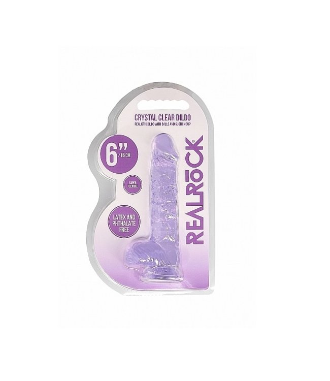 Shots America RealRock Crystal Clear 6" Realistic Dildo with Balls