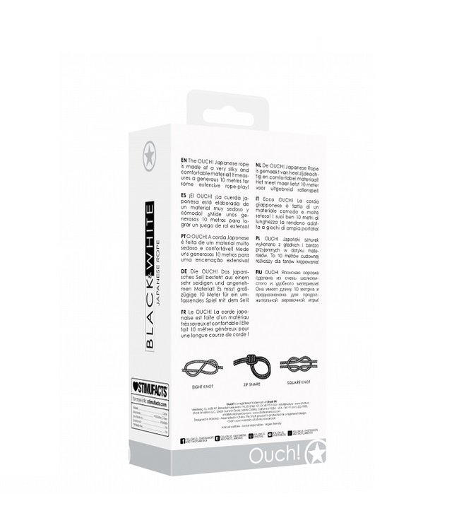 Shots America Ouch! Black & White Japanese Rope 10m