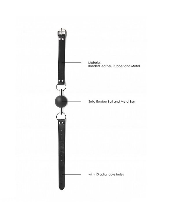 Shots America Ouch! Black & White Solid Ball Gag with Bonded Leather Straps