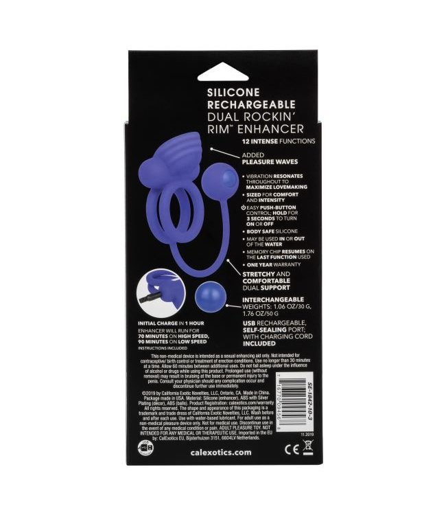 CalExotics Silicone Rechargeable Dual Rockin' Rim™ Enhancer