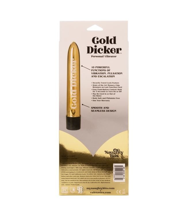 CalExotics Naughty Bits® Gold Dicker™ Personal Vibrator