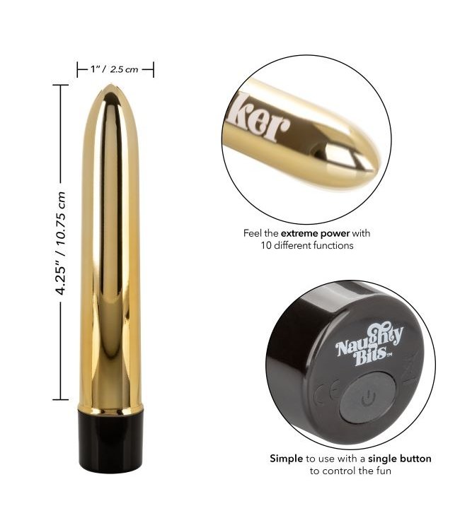 CalExotics Naughty Bits® Gold Dicker™ Personal Vibrator
