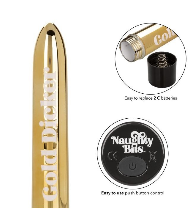 CalExotics Naughty Bits® Gold Dicker™ Personal Vibrator